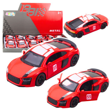 Samochód Sportowy Metalowy Napęd Pull Back Światła Dźwięki Czerwony 1:43