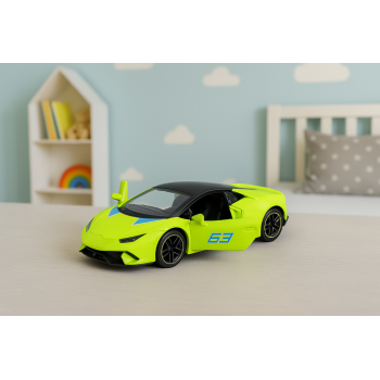 Samochód Sportowy Napęd Pull Back Metalowy Neonowy Zielony 1:43