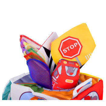 Miękka Kostka Sensoryczna z Lusterkiem Autka Znaki Drogowe Dla Malucha