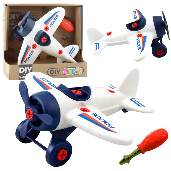 Zestaw Kreatywny DIY Samolot do Skręcania Policyjny Śrubokręt