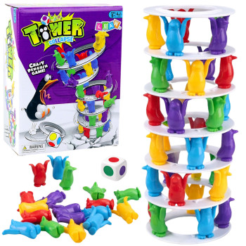 Gra Zręcznościowa Rodzinna Szalone Pingwiny Na Wieży Kolorowe