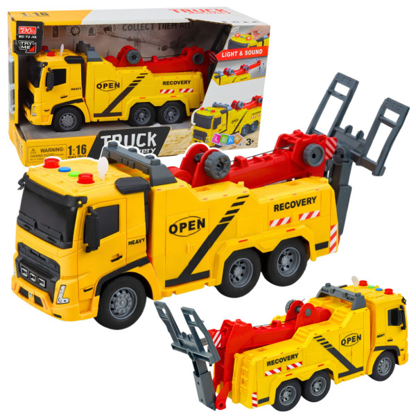 Samochód Holownik Pomoc Drogowa Hak Platforma Światła Dźwięki 1:16