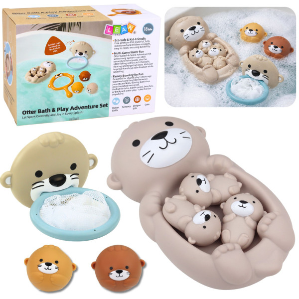 Zestaw Zabawki Do Kąpieli Wydra Rodzinka Kosz Piłeczki 7 el.