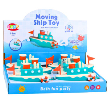 Zabawka Do Kąpieli Statek Nakręcany Pryskający Wodą Niebieski