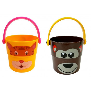 Zestaw Kolorowe Wiaderka ze Zwierzątkami Piramidka