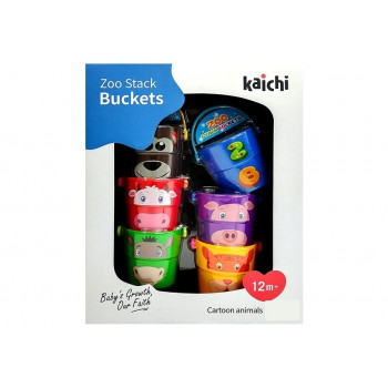 Zestaw Kolorowe Wiaderka ze Zwierzątkami Piramidka