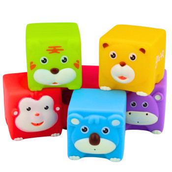 Zestaw Miękkie Klocki Gumowe Zwierzątka Edukacyjne Kolorowe 6 szt.