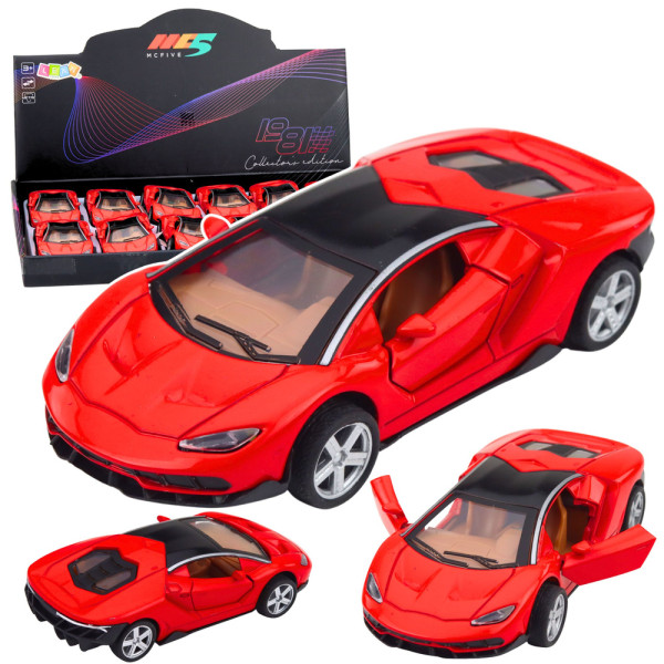 Samochód Sportowy Metalowy Napęd Światła Dźwięki Czerwony 1:32