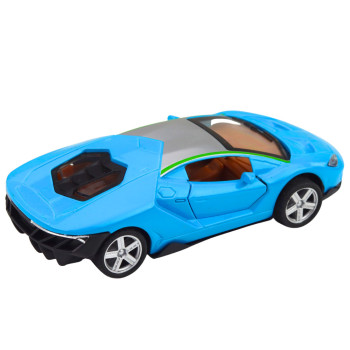 Samochód Sportowy Metalowy Napęd Światła Dźwięki Niebieski 1:32