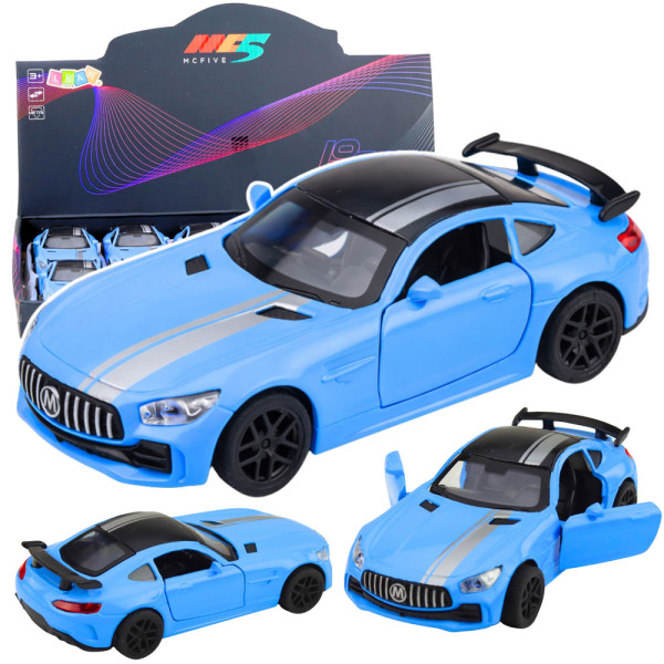 Samochód Sportowy Metalowy Otwierane Drzwi Światła Dźwięki Niebieski 1:32