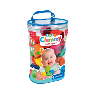 Clemmy Kolorowy Zestaw Woreczek 20 Miękkich Klocków Clementoni 17877