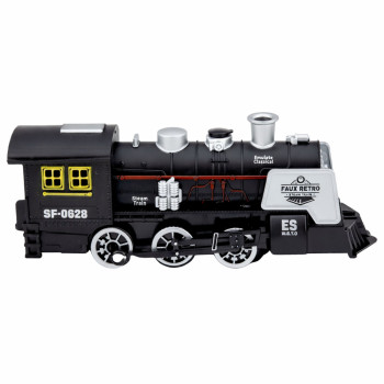 Klasyczna Lokomotywa Czujnik Przeszkód Dym Światła Dźwięki Czarna