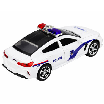 Auto Policyjne Radiowóz Otwierane Drzwi Napęd Światła Dźwięki Biały