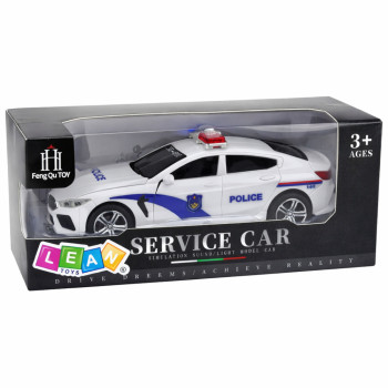 Auto Policyjne Radiowóz Otwierane Drzwi Napęd Światła Dźwięki Biały