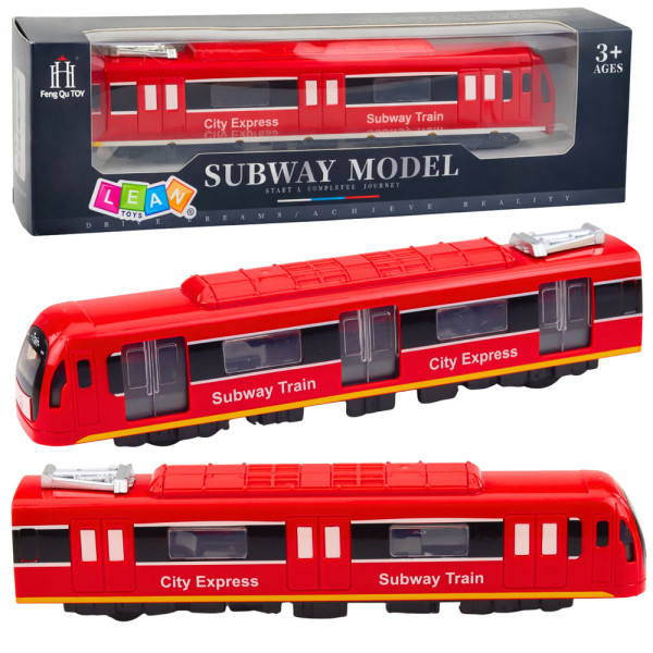 Metro Pociąg City Express Otwierane Drzwi Światła Dźwięki Czerwony