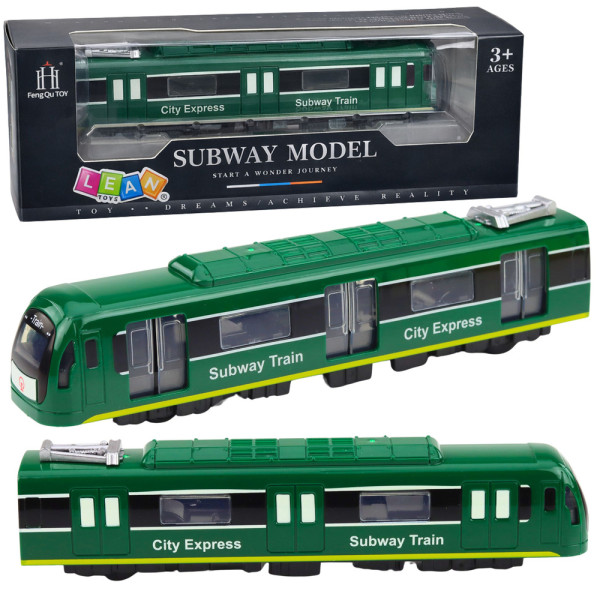 Metro Pociąg City Express Otwierane Drzwi Światła Dźwięki Zielony