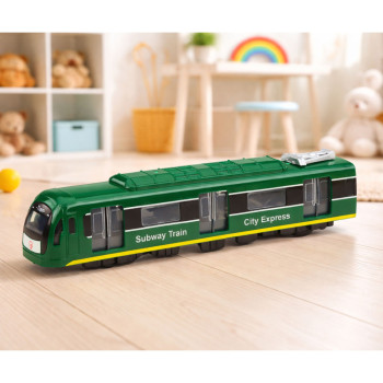 Metro Pociąg City Express Otwierane Drzwi Światła Dźwięki Zielony