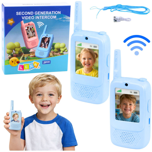 Krótkofalówki Dla Dzieci Wideo Rozmowa Nagrywanie Aparat Niebieskie