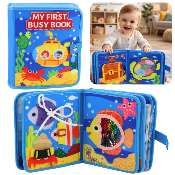 Książeczka Edukacyjna Sensoryczna Filcowa 3D Zwierzęta Morskie