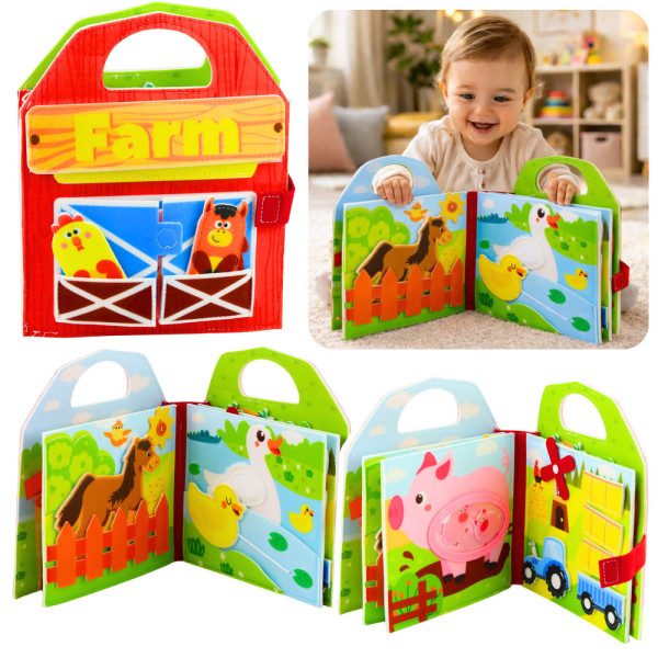 Książeczka Edukacyjna Sensoryczna Filcowa 3D Zwierzęta Domowe Farma