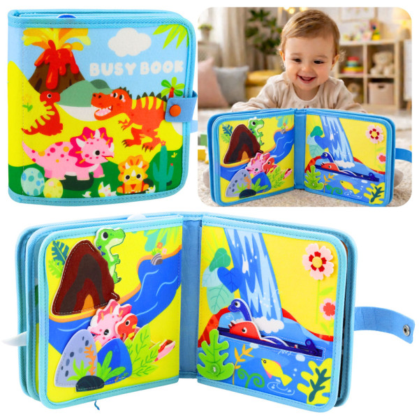 Książeczka Edukacyjna Sensoryczna Filcowa 3D Dinozaury