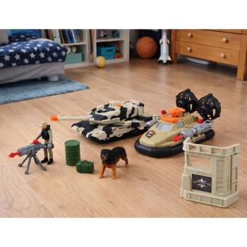 Zestaw Militarny Wojskowy Helikopter Czołg Poduszkowiec Żołnierz Baza