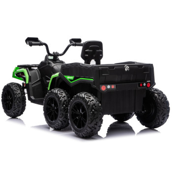 Quad Na Akumulator ATV 6 Kół Z Przyczepką JC606 24V 4x4 Zielony