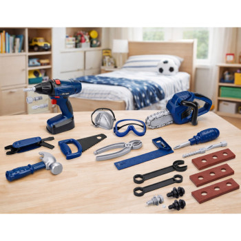 Zestaw Małego Majsterkowicza Skrzynka Narzędzia Wkrętarka 30 el.