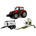 Traktor z Przyczepką, Zgrabiarką i Cysterną Czerwony