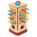 Drewniana Gra Zręcznościowa Edukacyjna Wieża Patyczki Kulki Kostka 37 el.