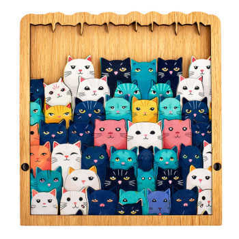 Drewniane Puzzle Kotki Układanka Edukacyjna Ramka Woreczek 62 el.
