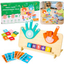 Drewniana Układanka Matematyczna Nauka Liczenia na Palcach Działania Karty