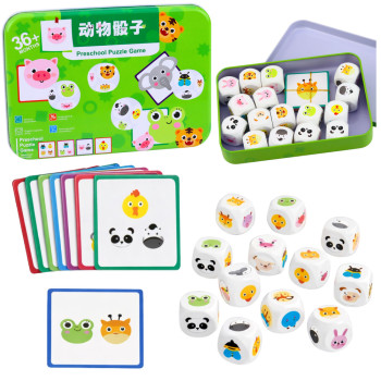 Gra Edukacyjna Dla Dzieci Dopasuj Zwierzątka Kostki Drewniane Karty