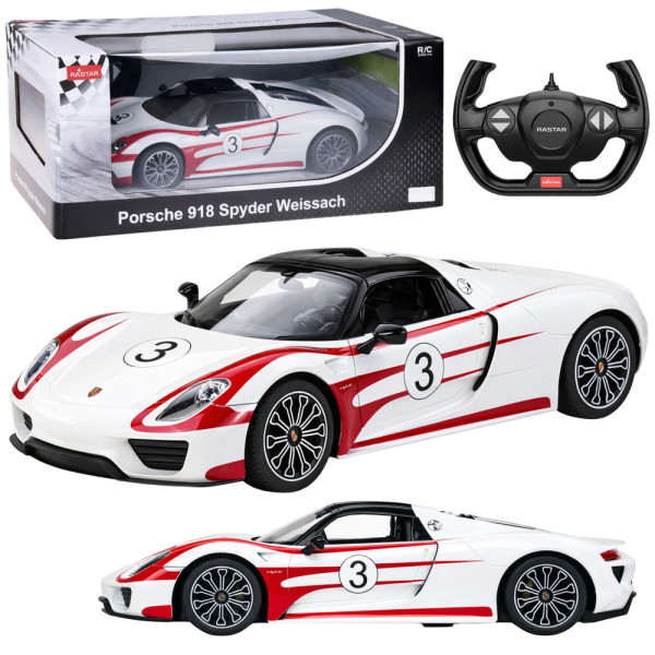 Auto Porsche 918 Spyder Performance Zdalnie Sterowane RC Białe Rastar 1:14