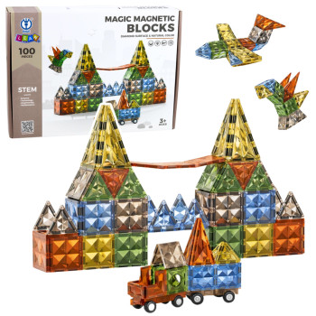 Klocki Magnetyczne Konstrukcyjne Kreatywne Figury Pojazd 3D 100 el.