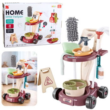 Zestaw Do Sprzątania Dla Dzieci Wózek Mop Wiadro Odkurzacz 26 el.