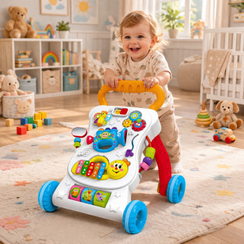 Pchacz Chodzik Edukacyjny Interaktywny Muzyczny Panel 3W1 Dźwięki