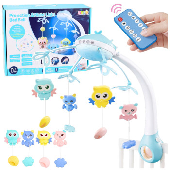 Karuzela Do Łóżeczka Projektor 2w1 Melodie Odgłosy Zwierząt Pilot Różowa