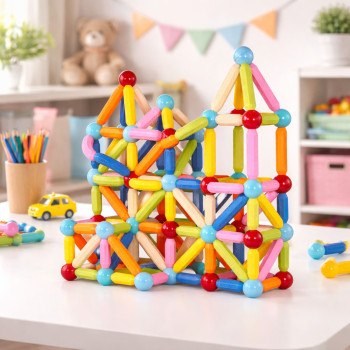 Zestaw Klocki Magnetyczne Konstrukcyjne W Pudełku Patyczki 3D 166 el.