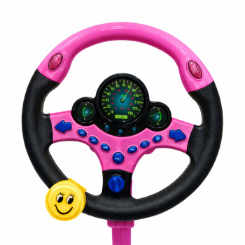 Kierownica Interaktywna Na Stojaku Z Pedałami Światła Dźwięki Różowa