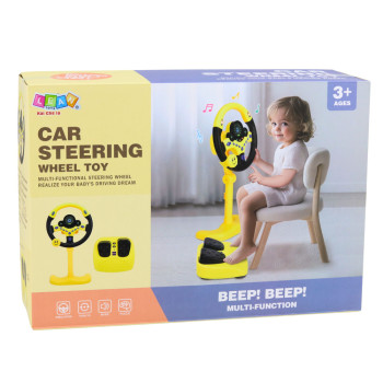 Kierownica Interaktywna Na Stojaku Z Pedałami Światła Dźwięki Różowa