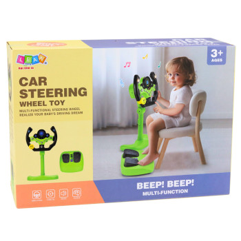 Kierownica Interaktywna Na Stojaku Z Pedałami Światła Dźwięki Zielona