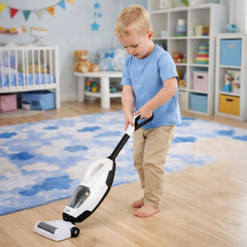 Odkurzacz Dla Dzieci Zabawkowy Pionowy Ręczny 2w1 Funkcja Ssania Dźwięki