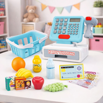 Kasa Sklepowa Interaktywna Skaner Koszyk Produkty Spożywcze Światła Dźwięki