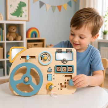 Drewniana Tablica Manipulacyjna Sensoryczna Kierownica Przełącznik Dźwignie