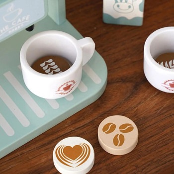 Drewniany Zestaw Ekspres Do Kawy Filiżanki Mleko Akcesoria Dla Dzieci