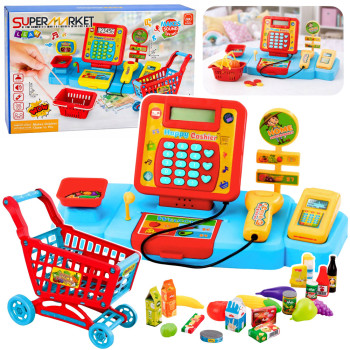 Kasa Sklepowa Interaktywna Supermarket Wózek Skaner Waga Produkty Spożywcze