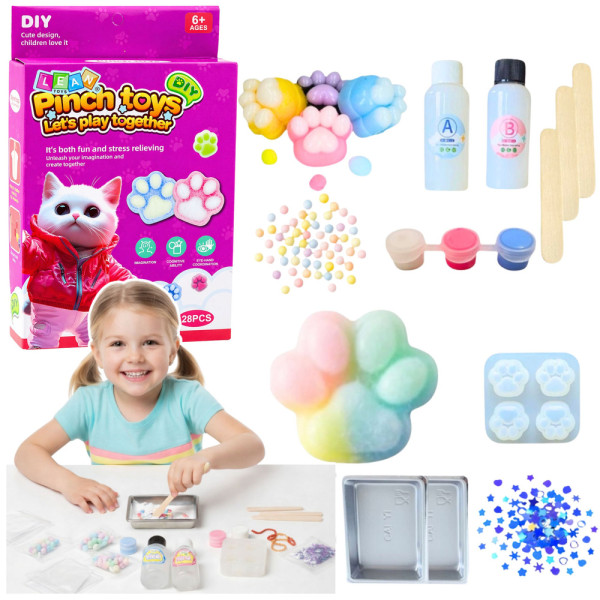 Zestaw Kreatywny DIY Do Tworzenia Gniotków Gniotek Kocia Łapka Squishy 28 el.