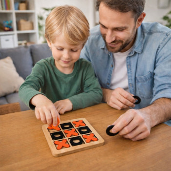 Gra Kółko i Krzyżyk Strategiczna Logiczna Plansza Drewniana Klasyczna