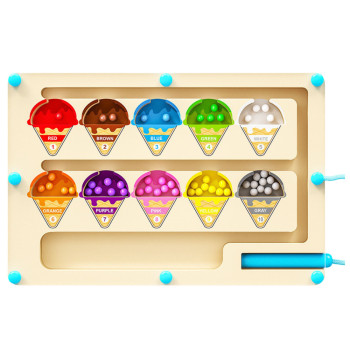 Drewniany Labirynt Magnetyczny Sorter Kolorów Edukacyjny Nauka Liczb